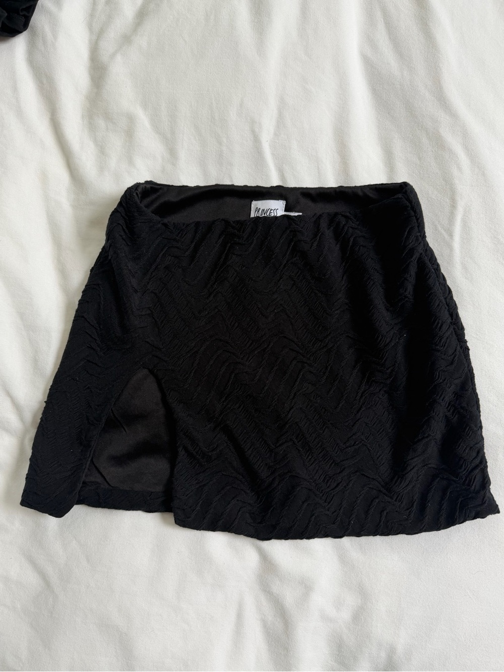 Princess Polly Stretchy Black Textured Mini Skirt Size XS